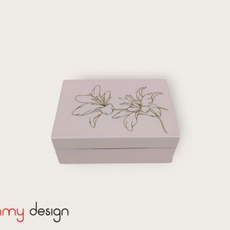 Purple rectangular business card lacquer box engraved with hibiscus flower